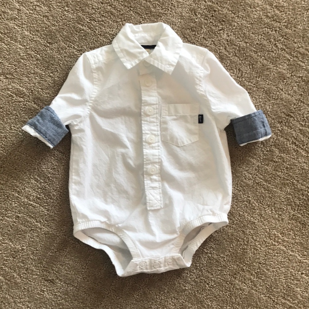 Oshkosh White button down onesie 3 month